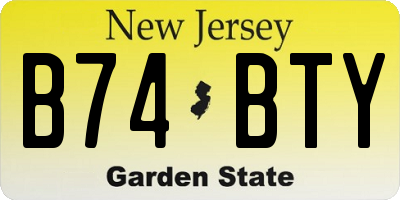 NJ license plate B74BTY