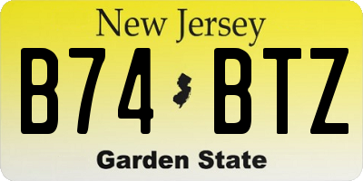 NJ license plate B74BTZ