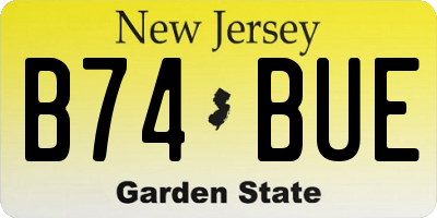 NJ license plate B74BUE