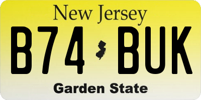 NJ license plate B74BUK