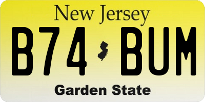 NJ license plate B74BUM