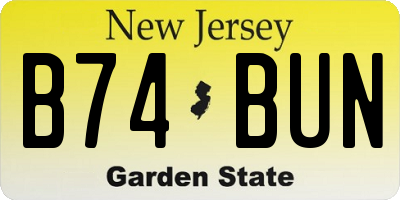 NJ license plate B74BUN