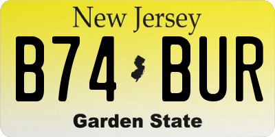 NJ license plate B74BUR