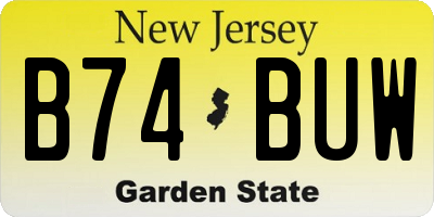 NJ license plate B74BUW