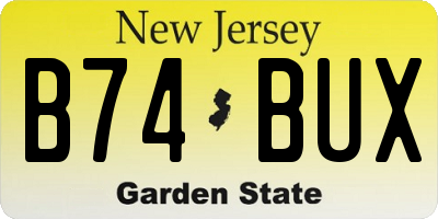 NJ license plate B74BUX