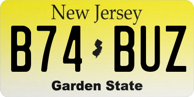 NJ license plate B74BUZ
