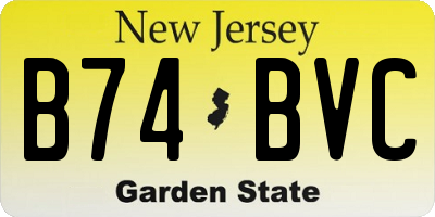 NJ license plate B74BVC