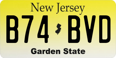 NJ license plate B74BVD