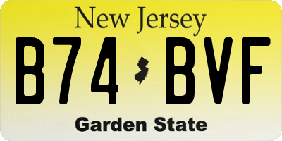 NJ license plate B74BVF