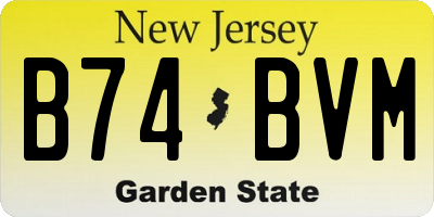 NJ license plate B74BVM