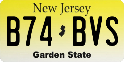 NJ license plate B74BVS