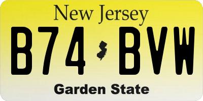NJ license plate B74BVW
