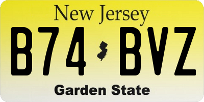 NJ license plate B74BVZ