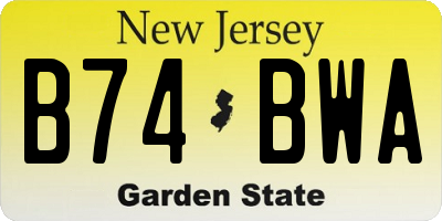 NJ license plate B74BWA