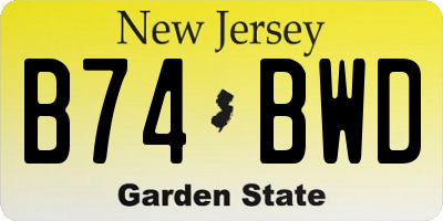 NJ license plate B74BWD