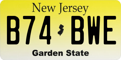 NJ license plate B74BWE