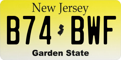 NJ license plate B74BWF