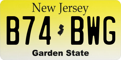 NJ license plate B74BWG