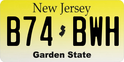 NJ license plate B74BWH