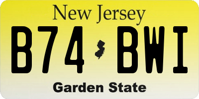 NJ license plate B74BWI