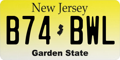NJ license plate B74BWL