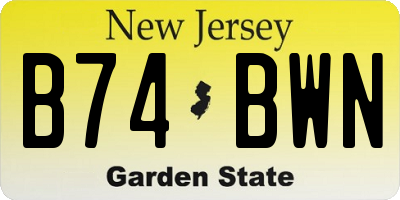 NJ license plate B74BWN