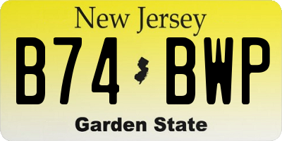 NJ license plate B74BWP