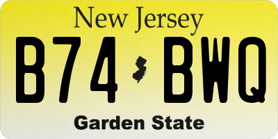 NJ license plate B74BWQ