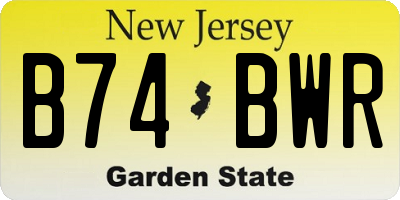 NJ license plate B74BWR