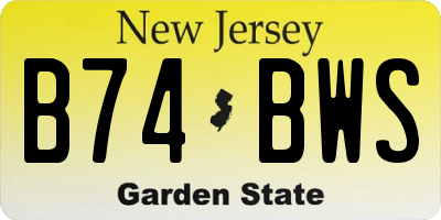 NJ license plate B74BWS