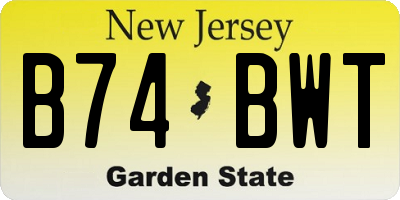 NJ license plate B74BWT
