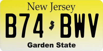NJ license plate B74BWV