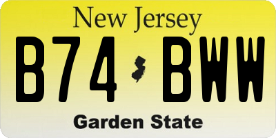 NJ license plate B74BWW