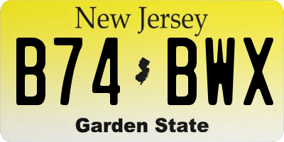 NJ license plate B74BWX