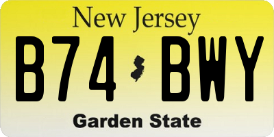 NJ license plate B74BWY