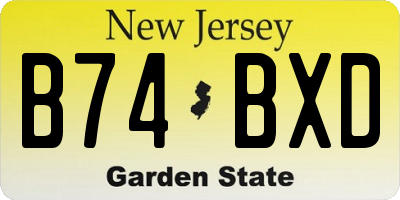 NJ license plate B74BXD