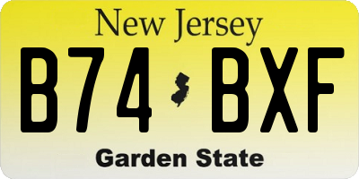 NJ license plate B74BXF