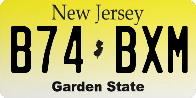 NJ license plate B74BXM