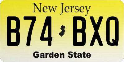 NJ license plate B74BXQ