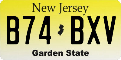 NJ license plate B74BXV