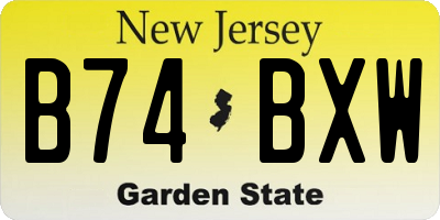NJ license plate B74BXW