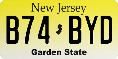 NJ license plate B74BYD
