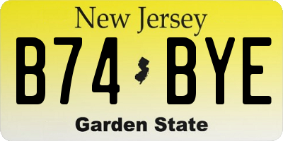NJ license plate B74BYE