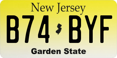 NJ license plate B74BYF