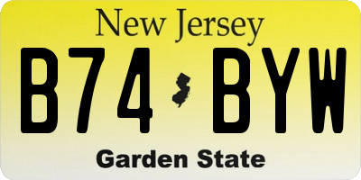 NJ license plate B74BYW
