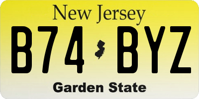 NJ license plate B74BYZ