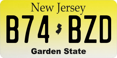 NJ license plate B74BZD