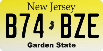 NJ license plate B74BZE