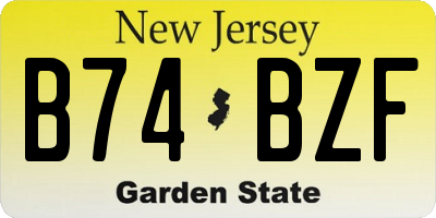NJ license plate B74BZF