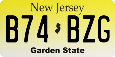 NJ license plate B74BZG